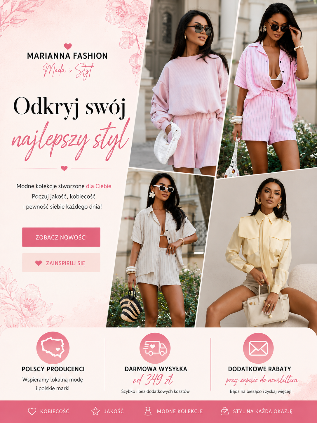 Modne kolekcje stworzone dla Ciebie Poczuj jakość, kobiecość i pewność siebie każdego dnia!
